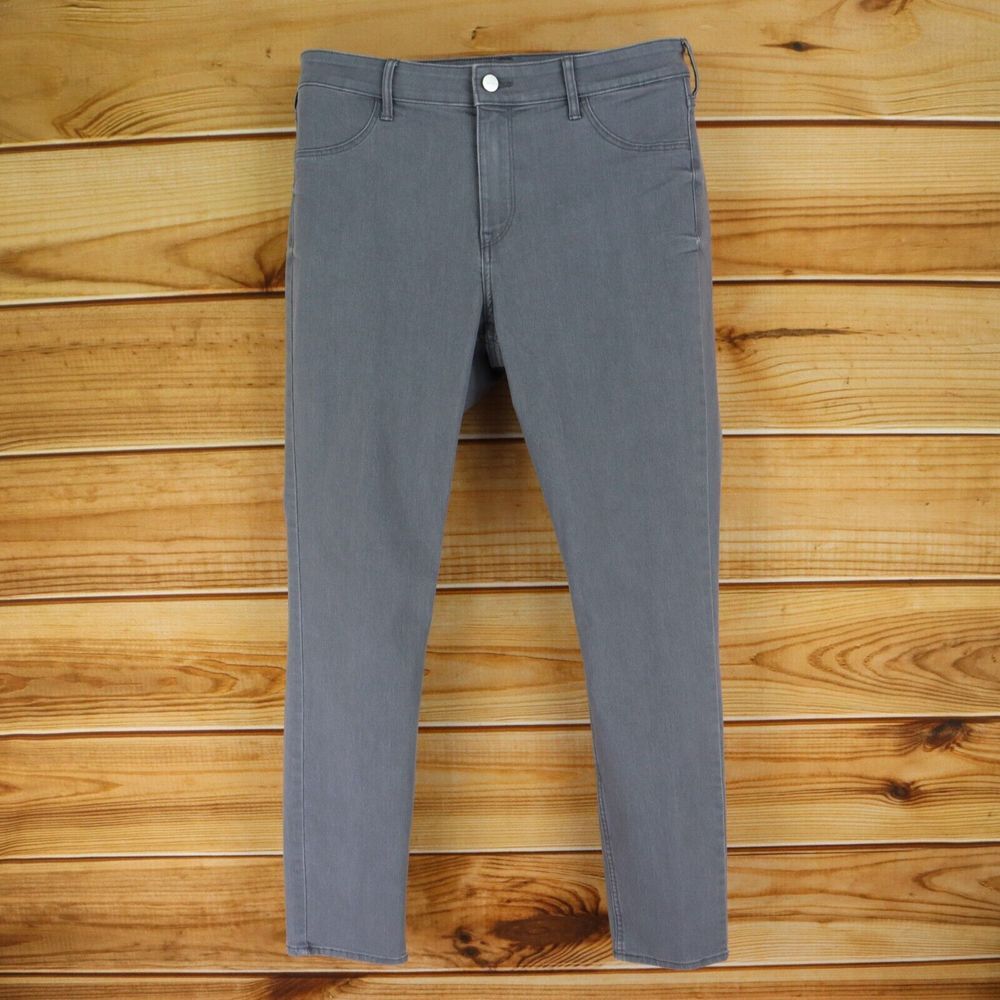 H&M Skinny Jeans Womens Size 32 Gray Mid Rise Stretch Waist Faux Pockets‎